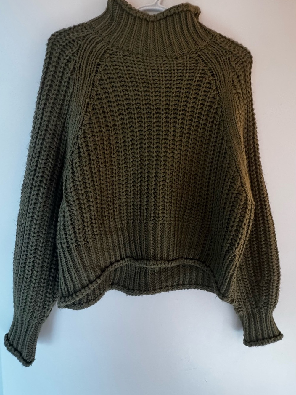 H&M Olive Green Chunky Ribbed Turtleneck Sweater
